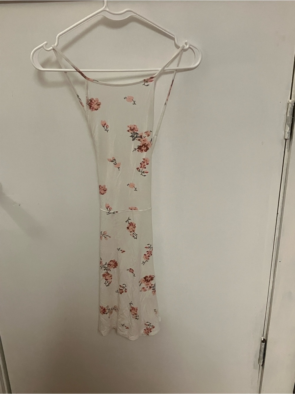 Garage White Floral Slip Dress with Pink Rose Print